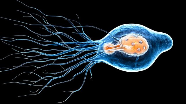 Microscopic view of a Giardia lamblia parasite.