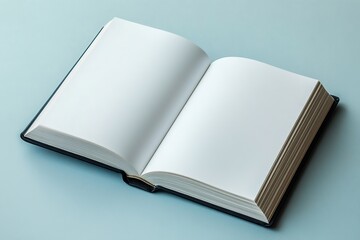 Mockup of open blank book, top view