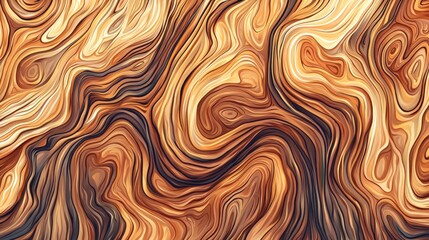 Abstract Wood Grain Texture: Swirling Brown and Gold Hues