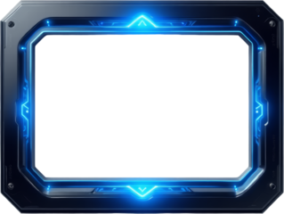Sci-Fi Frame with Blue Lights and transparent background