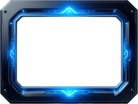 Sci-Fi Frame with Blue Lights and transparent background