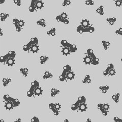 Car with open hood and cogwheel solid seamless pattern, repair service theme. Vector graphics. Automobile engine, mechanic repair sign background, filled with glyphs icon.