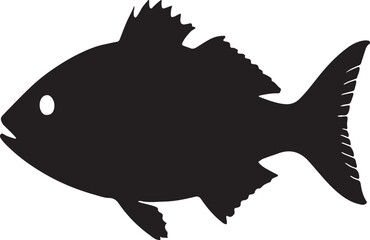 Fototapeta premium Fish icon black silhouette. Fisheries logo symbol