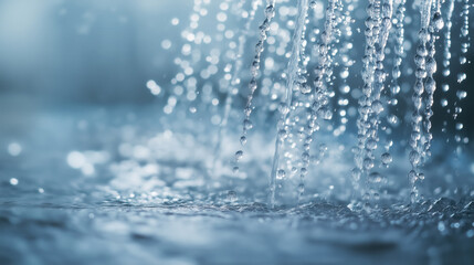 Fototapeta premium Water flowing from a sleek showerhead