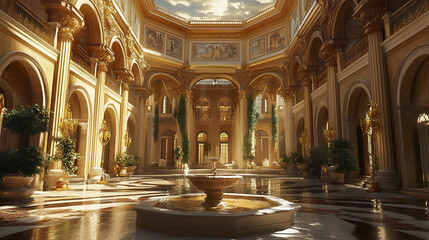 grand baroque style mansion with towering columns and ornate details