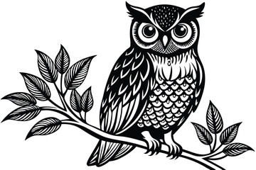 Silhouette of an owl on a branch