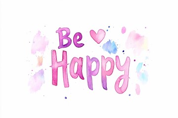 Obraz premium Logo with text Be Happy simple minimalist design