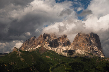 Naklejka premium nature sceneries inside the Sass Pordoi, Sella mountain range, Dolomites, Val di Fassa, Italy