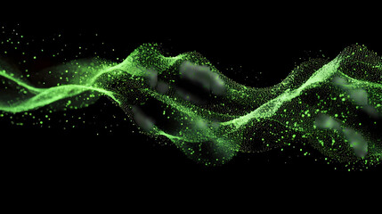 Green Wavy Lines with Particle Effect and Movement
