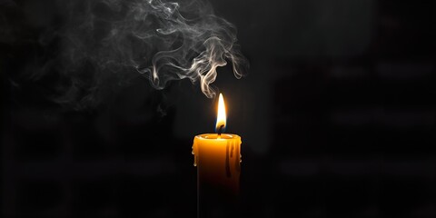 Extinguished Candle: Wisps of Smoke in a Moment of Quiet Reflection.
