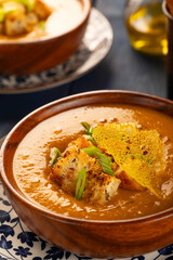 Lentil Soup, Hearty soup made with lentils, carrots, celery seasoned with green onions. Vegetarian concept