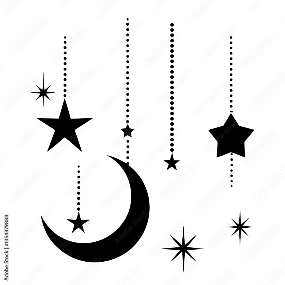 Poster a vector set of compass illustrations with stars and design elements, including symbols, shapes, and