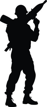 black soldier holding rocket launcher clip art preview