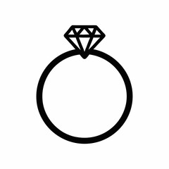 3D diamond engagement ring vector icon with shiny gold design on a white background