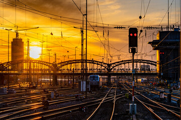 Sonnenuntergang an der M&uuml;nchener Hackerbr&uuml;cke