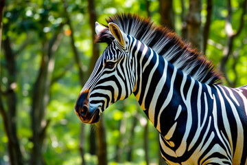 Elegant Zebra Showcasing Its Striking Stripes in Bright, Vibrant Colors Against a Dynamic Background, Vibrant Wallpaper