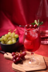 Red wine cocktail with grapes