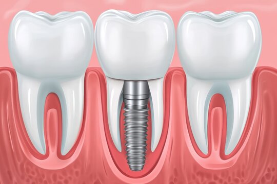 Dental implant procedure graphic layout showcasing tooth replacement options for patients