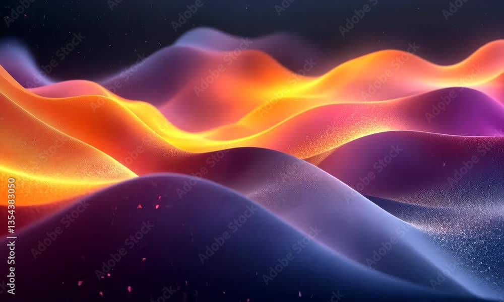 Poster abstract flowing colorful gradient waves animation background with twinkling stars