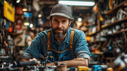 Craftsman at work local workshop portrait rustic environment close-up artistry and skill