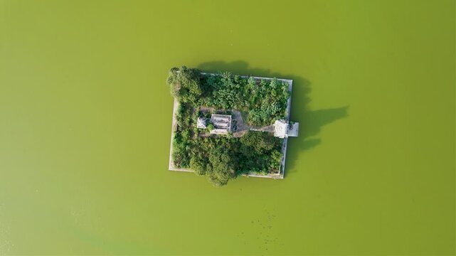Hindu temple tank shrine mannargudi temple aerial view