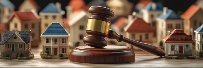 Graphic layouts for advertising in the real estate industry featuring a judge's gavel