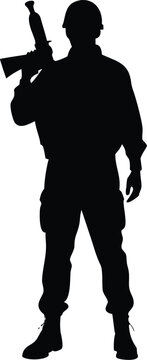 recommend clip art: Soldier with anti tank rocket silhouette vector