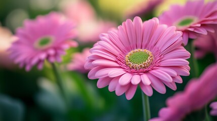 Pink Gerbera Daisy Blooms Outdoors: A Bright and Beautiful Floral Display