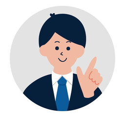説明する男性アイコン　ビジネス・教育・サポートに使える人物イラスト