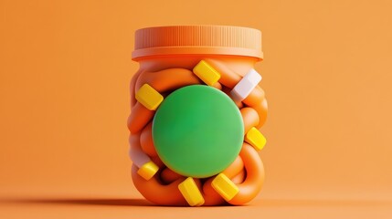 Close-up of a bottle of pills with clear labeling on a neutral background with soft lighting emphasizing details