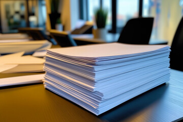 A close-up of stacked white paper sheets.