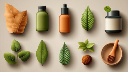 A range of various skin care products including creams, oils, and serums perfectly arranged for a natural aesthetic