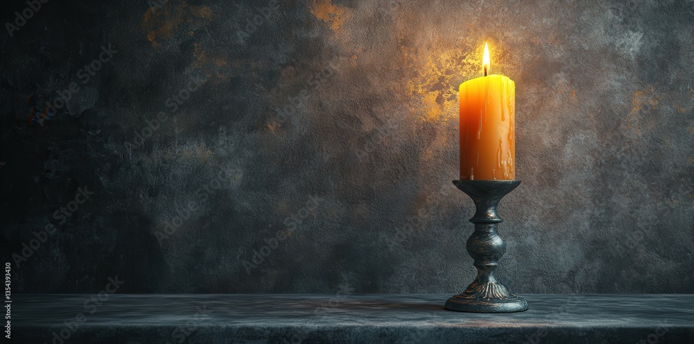 Poster a single glowing candle on a dark background creates a warm, inviting atmosphere, emphasizing the co