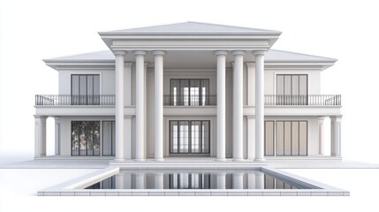 Luxurious two story mansion with a pristine pool in front