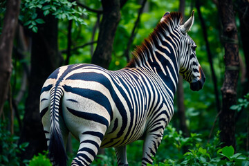 Elegant Zebra Showcasing Its Striking Stripes in Bright, Vibrant Colors Against a Dynamic Background, Vibrant Wallpaper