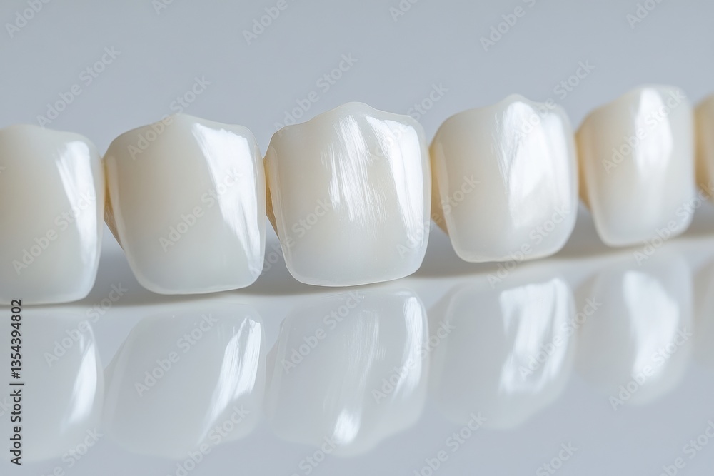 Poster perfectly white ceramic veneers displayed against a clean white background showcasing high gloss ref