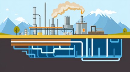 Schematic of Geothermal Energy Plant for Extraction Process