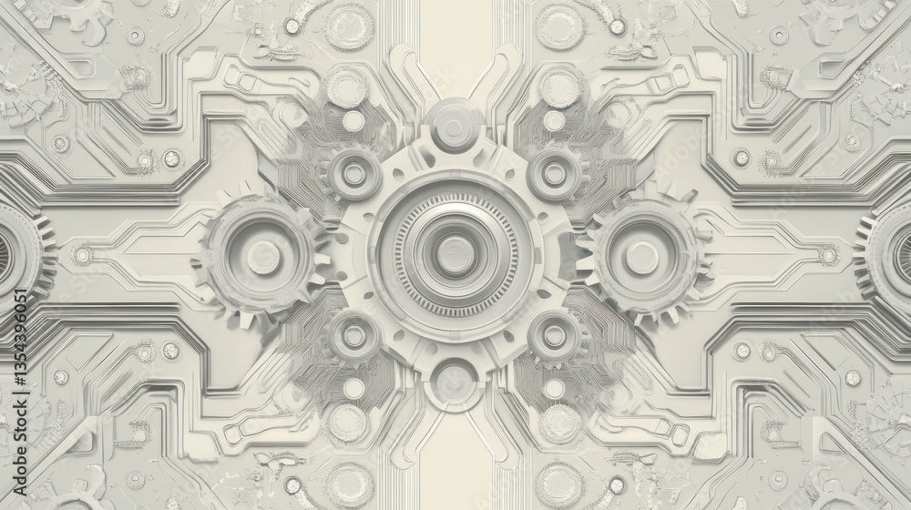 Poster abstract mechanical system background, futuristic design, intricate gears, possible use for technolo