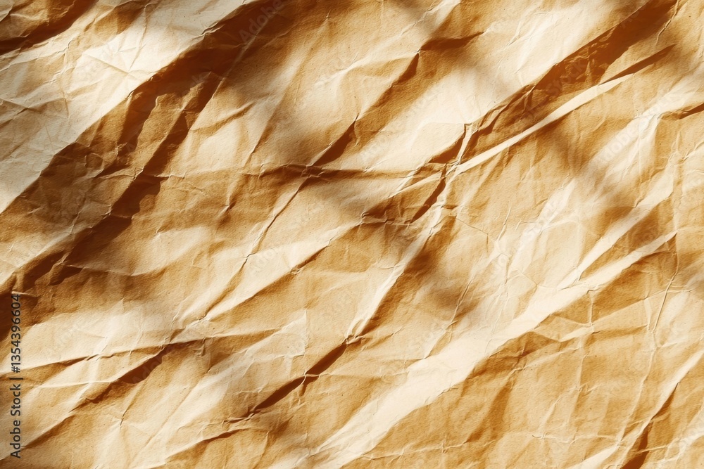 Poster wrinkled textured paper background with sunlight casting gentle shadows creating interesting pattern