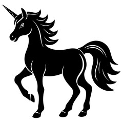 unicorn Silhouette vector icon on white background 