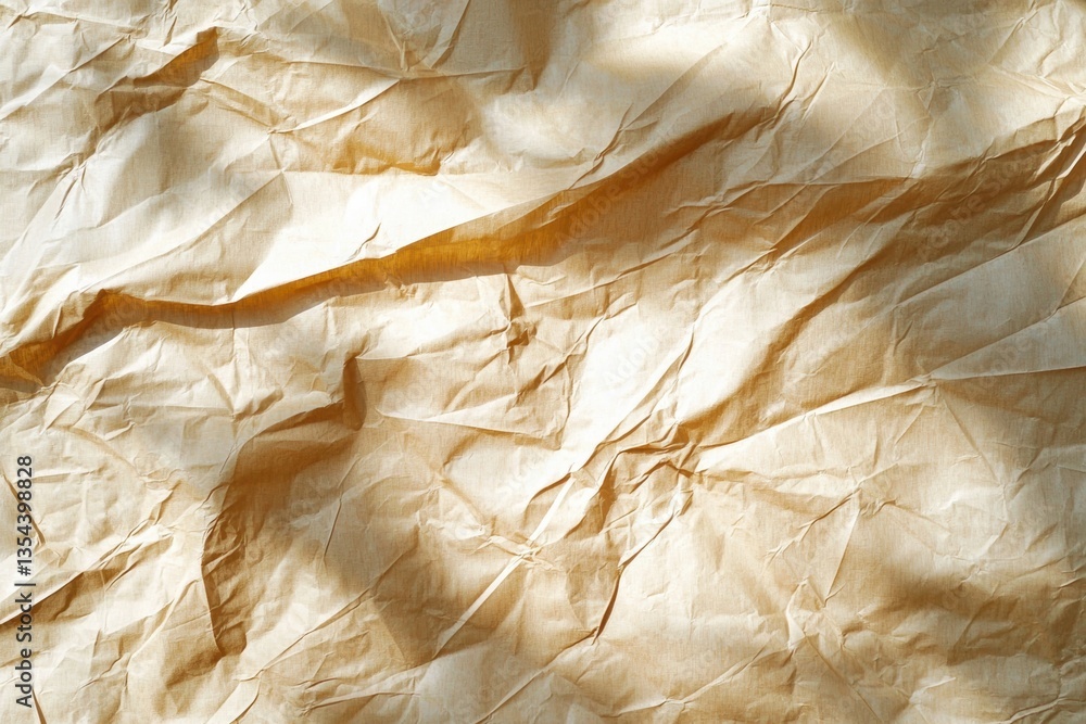 Poster sunshine creates soft shadows on a wrinkled textured paper background adding warmth and depth