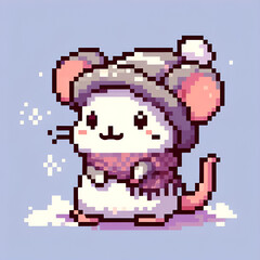 pixel art vector illustration of mouse