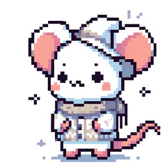 pixel art design of mouse illustration 