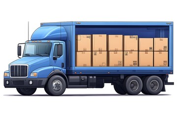  trailer isolated on white background, heavy freight vehicle for transportation and delivery