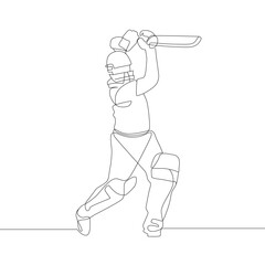 Batsman continuous line art vector!