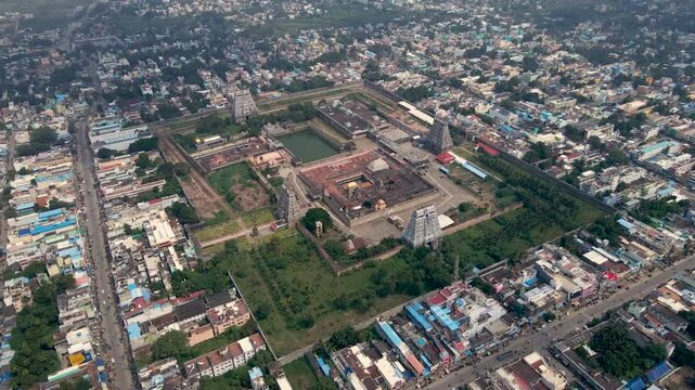 Thillai Nataraja Temple Chidambaram, South Indian Temple Architecture aerial view