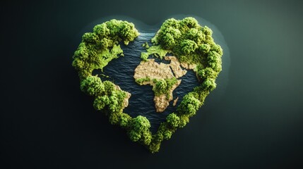 Heart shaped tree standing tall against a clear blue sky representing love for nature and environmental awareness