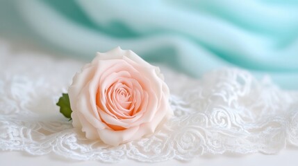 Obraz premium Delicate Peach Rose on Lace