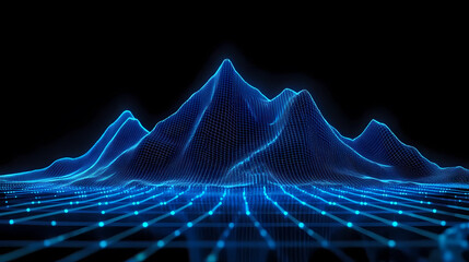 Virtual Mountain Model in Blue with Tech Feel