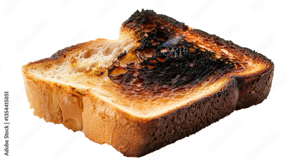Poster burnt toast: a close-up shot of a slice of burnt toast showcasing the texture and color, perfect for